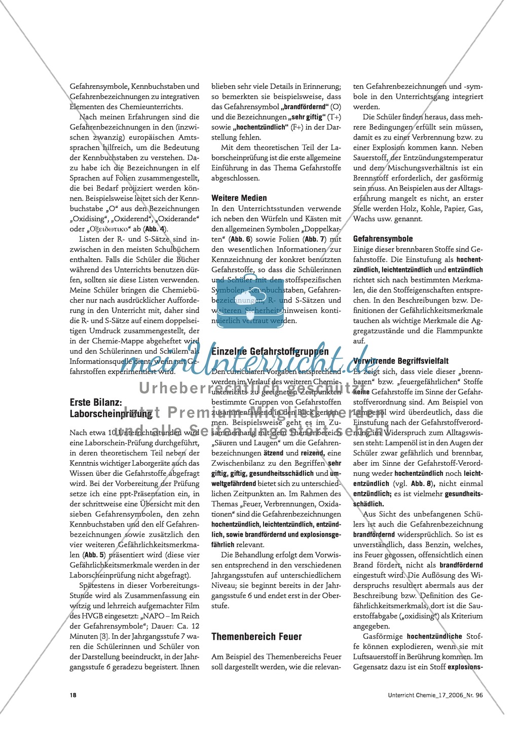 Der Umgang mit Gefahrstoffen im Chemieunterricht - die Gefahrstoffverordnung Preview 3