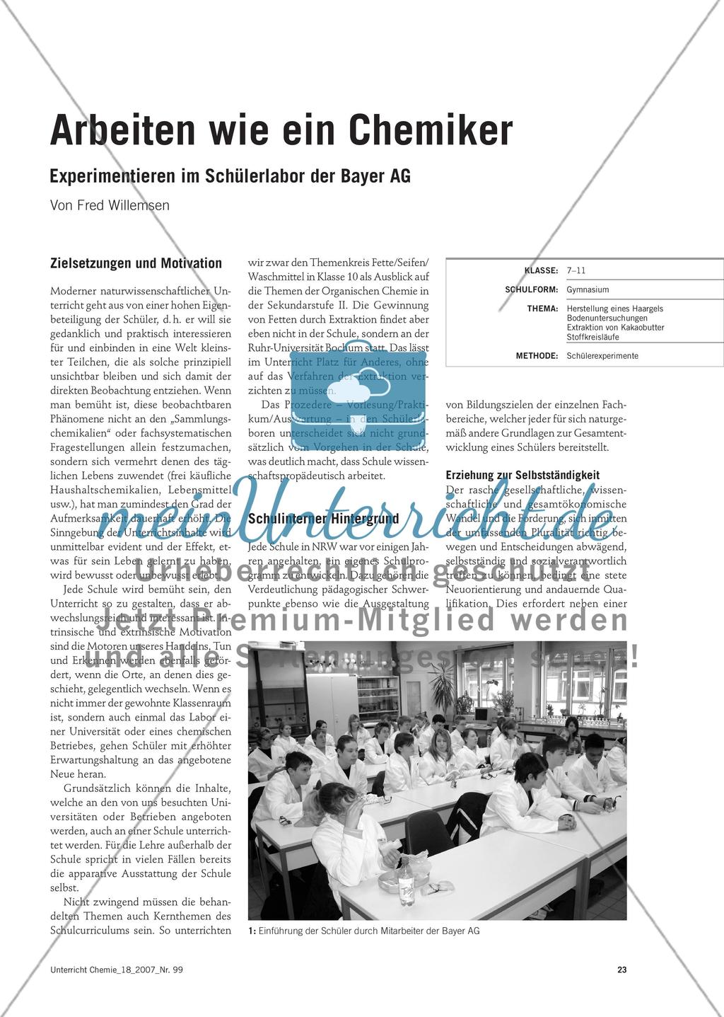 Arbeiten wie ein Chemiker - Experimentieren im Schülerlabor der Bayer AG Preview 1