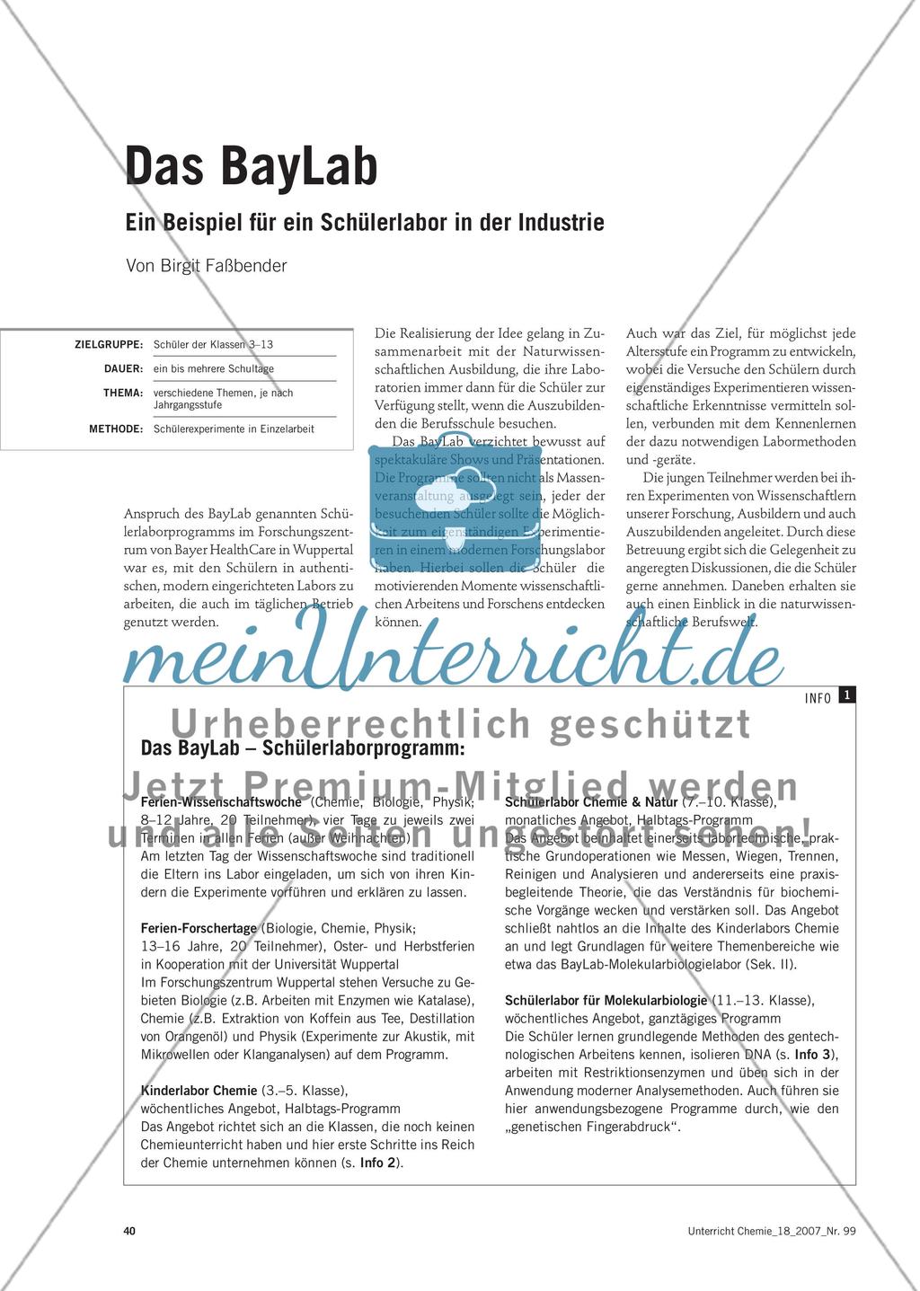 Das BayLab - Ein Beispiel für ein Schülerlabor in der Industrie Preview 1