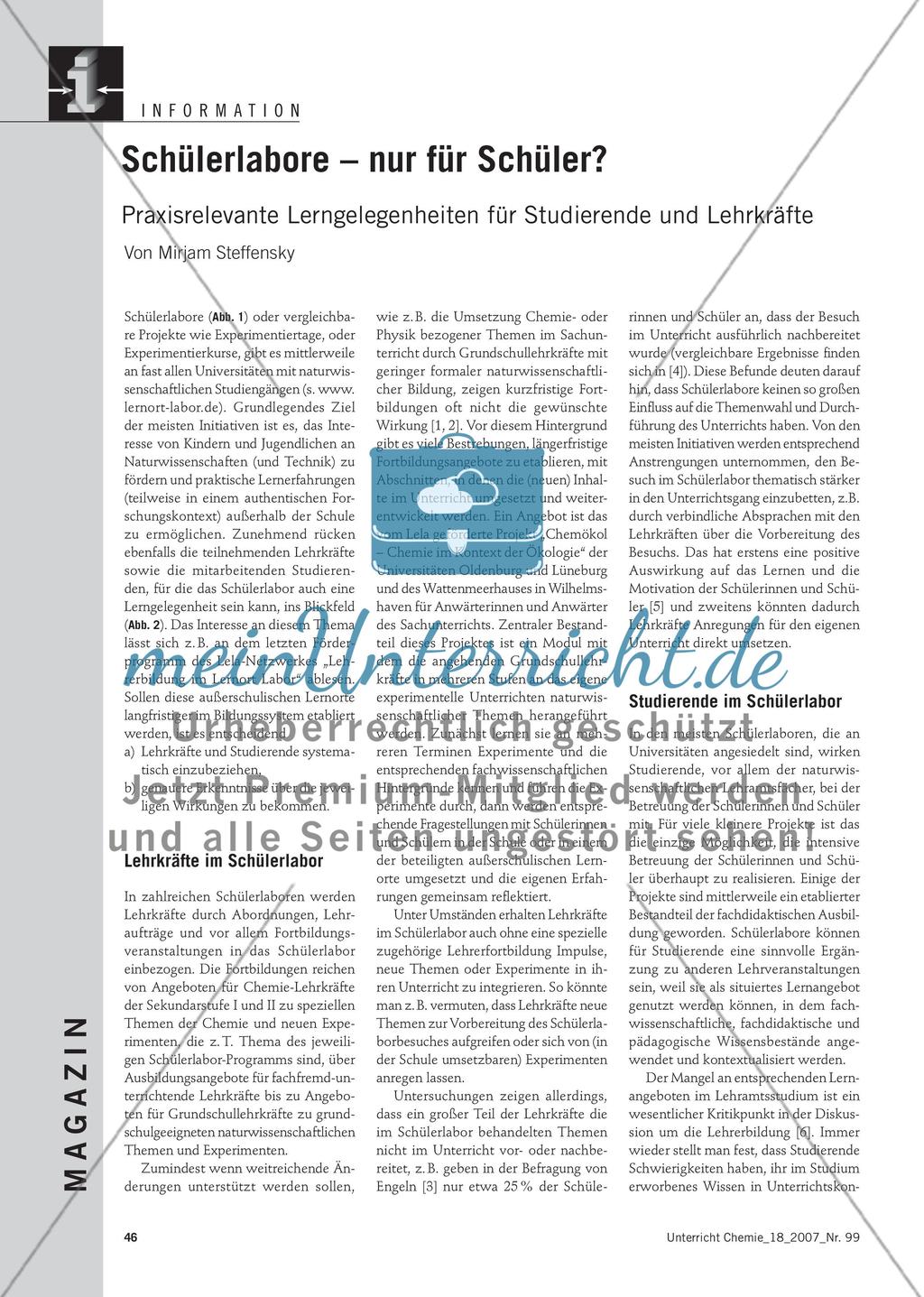 Schülerlabore – nur für Schüler? - Praxisrelevante Lerngelegenheiten für Studierende und Lehrkräfte Preview 1