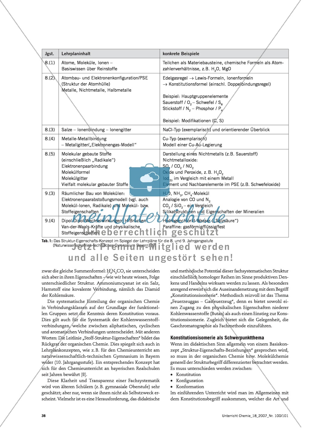 Infotext: Struktur-Eigenschafts-Konzept: Lehrplankonzept Organische und Anorganische Chemie Preview 3