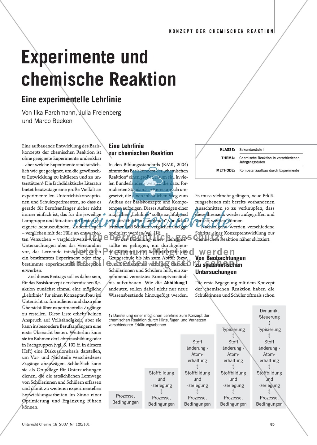 Experimentelle Lehrlinie zur chemischen Reaktion Preview 1
