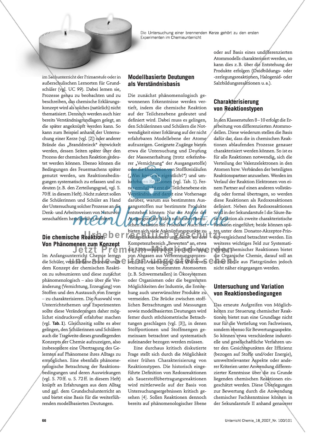 Experimentelle Lehrlinie zur chemischen Reaktion Preview 2