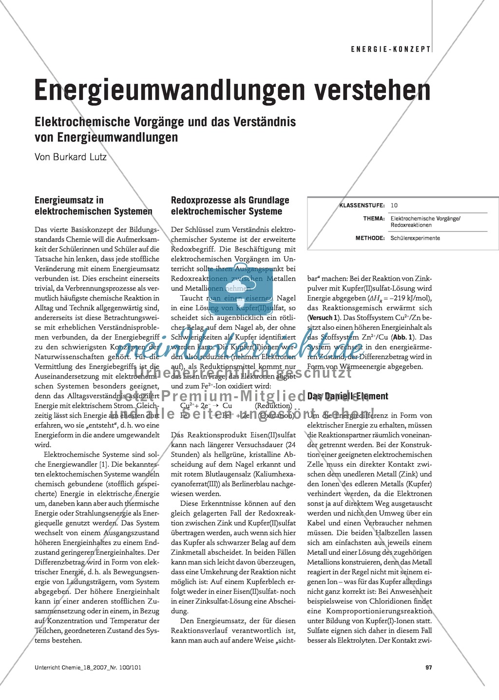 Energieumwandlungen verstehen - Energieumsatz in elektrochemischen Systemen Preview 1