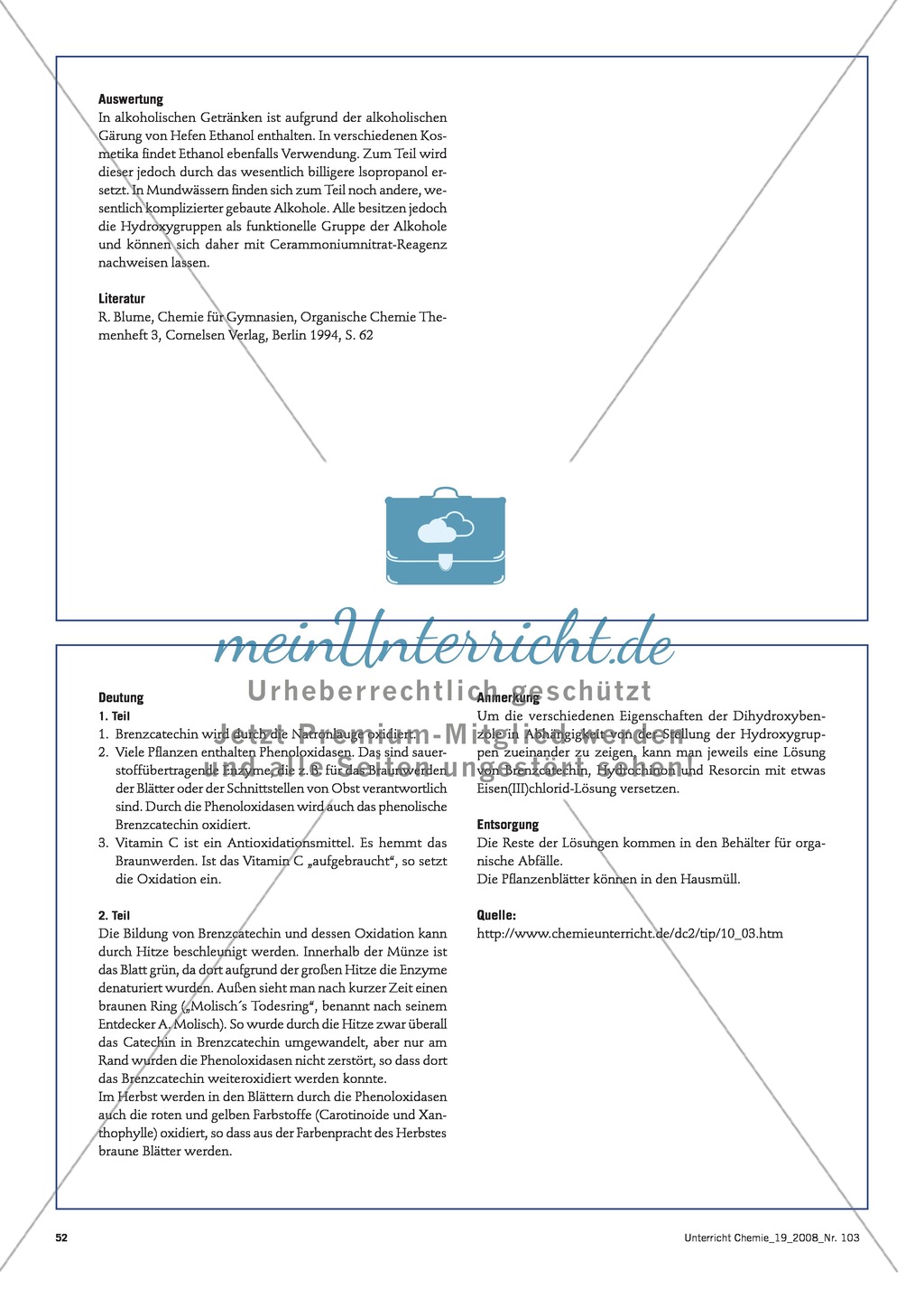 Experimente mit Alkohol: Nachweis in Alltagsprodukten + Versuche mit Brenzcatechin Preview 2