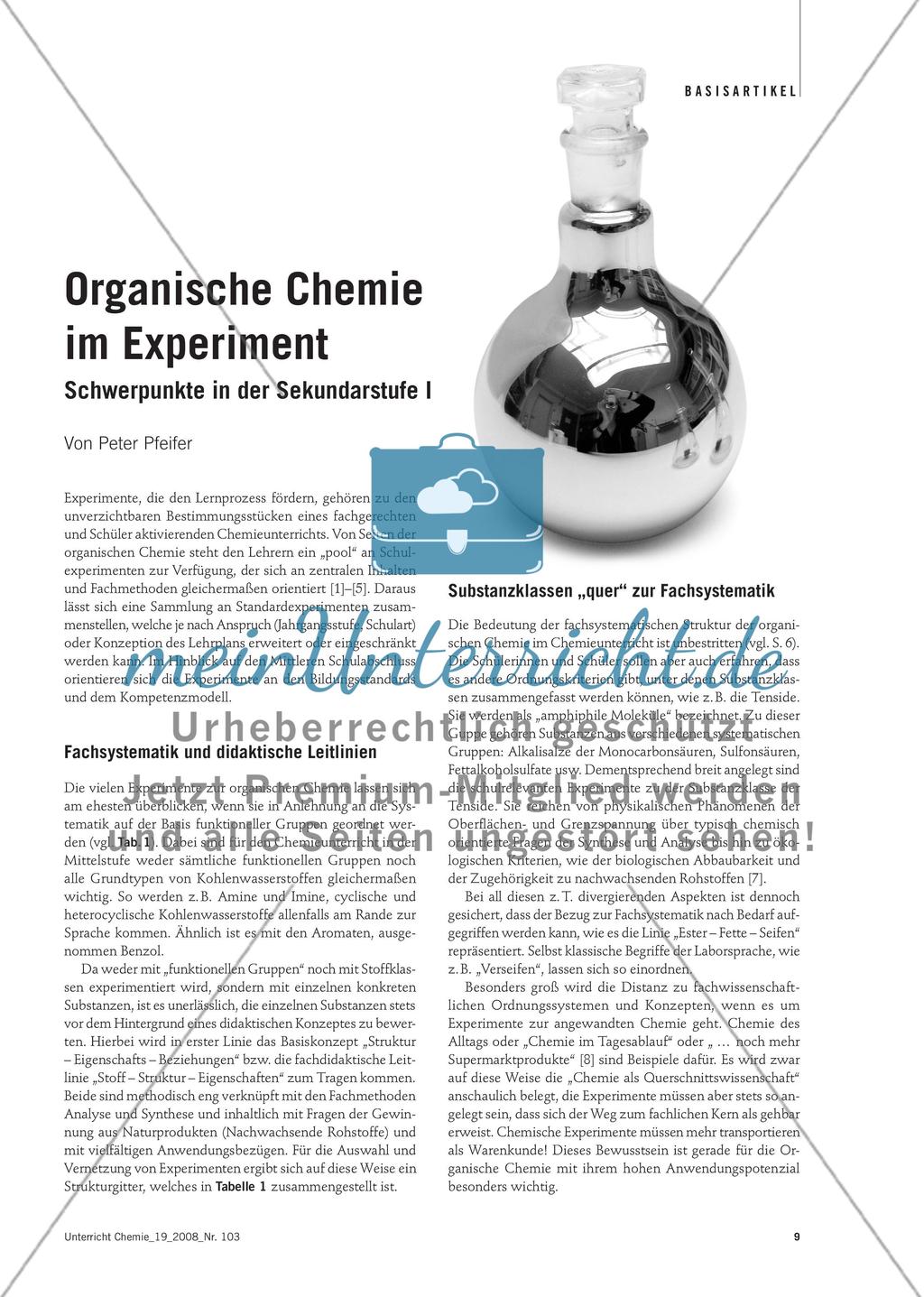 Organische Chemie im Experiment - Schwerpunkte in der Sekundarstufe I Preview 1
