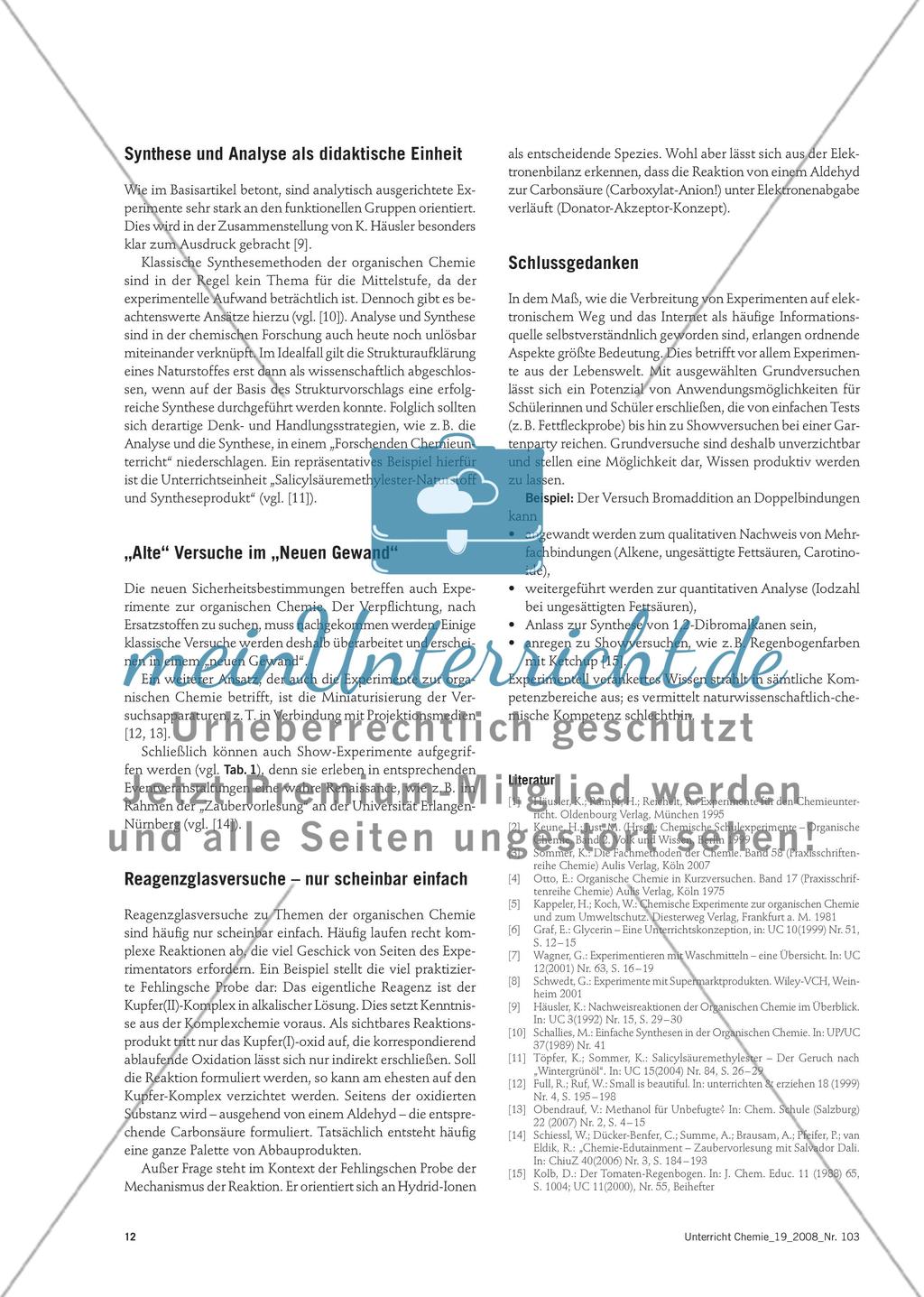 Organische Chemie im Experiment - Schwerpunkte in der Sekundarstufe I Preview 4