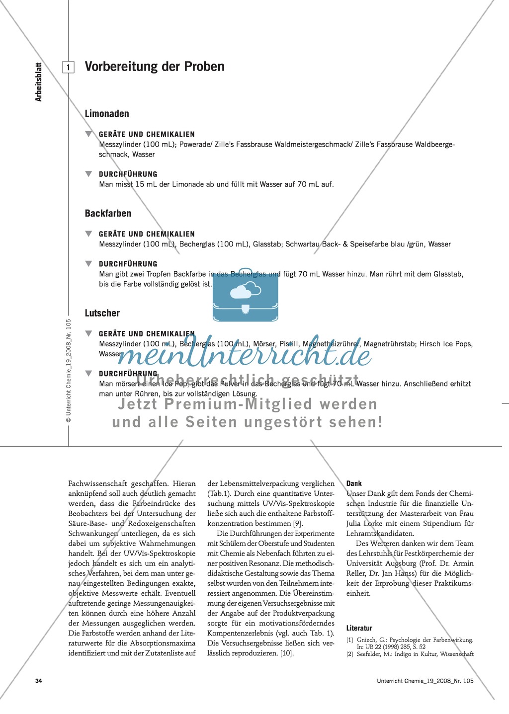Blaue Farbstoffe in Lebensmitteln: Säure-Base-Eigenschaften und Redoxeigenschaften Preview 3