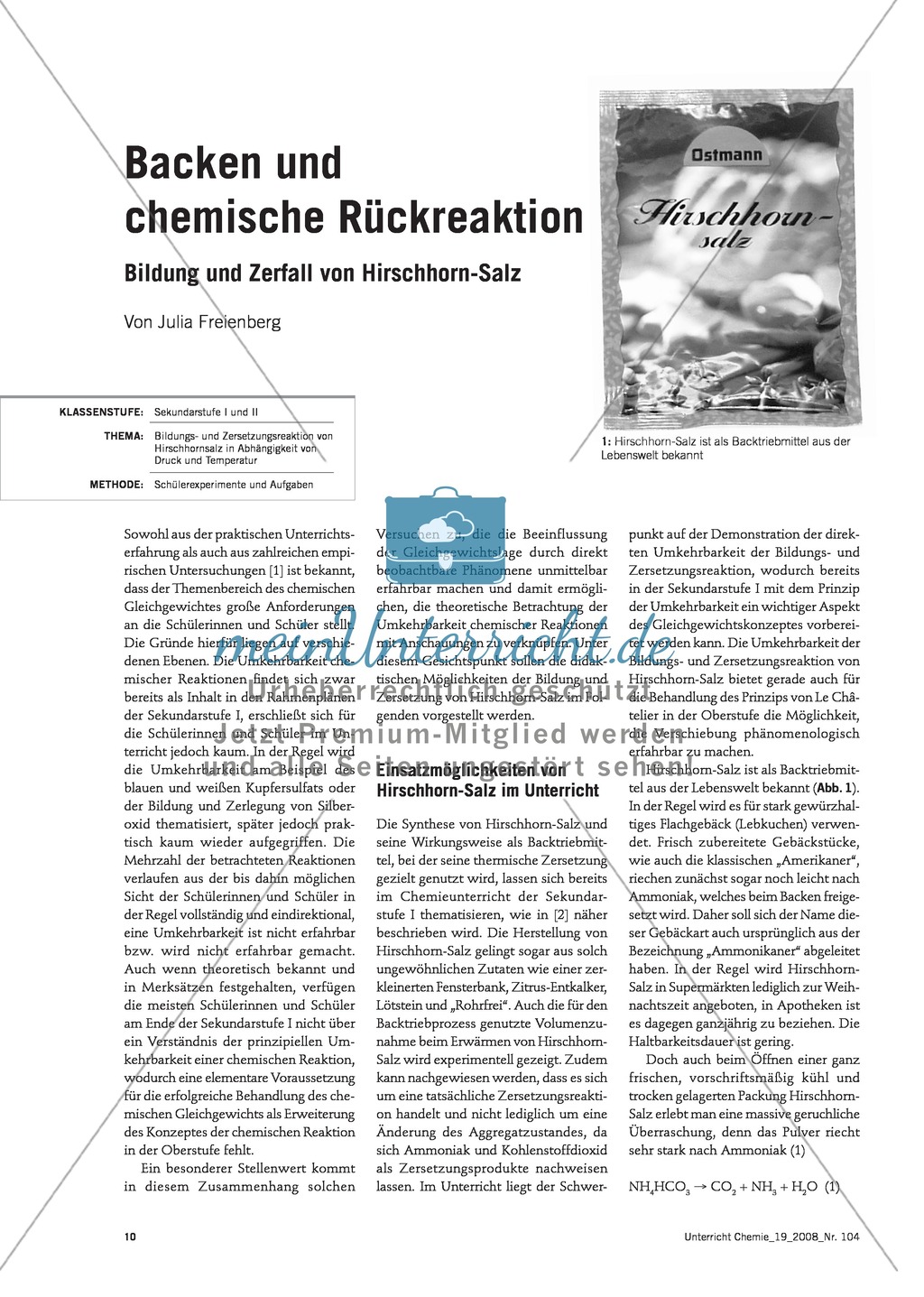 Bildungs- und Zersetzungsreaktion von Hirschhornsalz Preview 1
