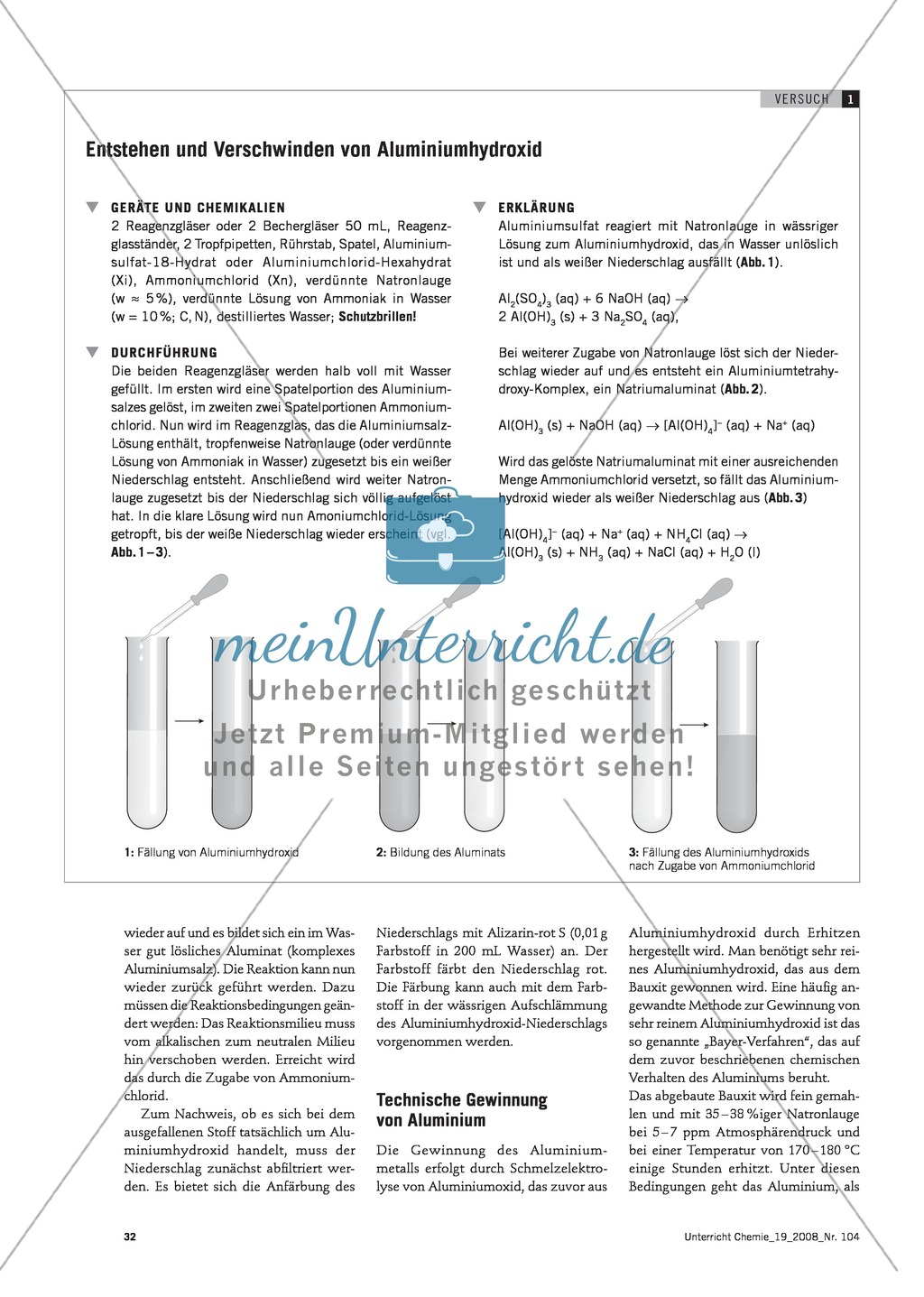 Ausfällen und Lösen eines Stoffes: Das Reaktionsverhalten von Aluminiumhydroxid Preview 2