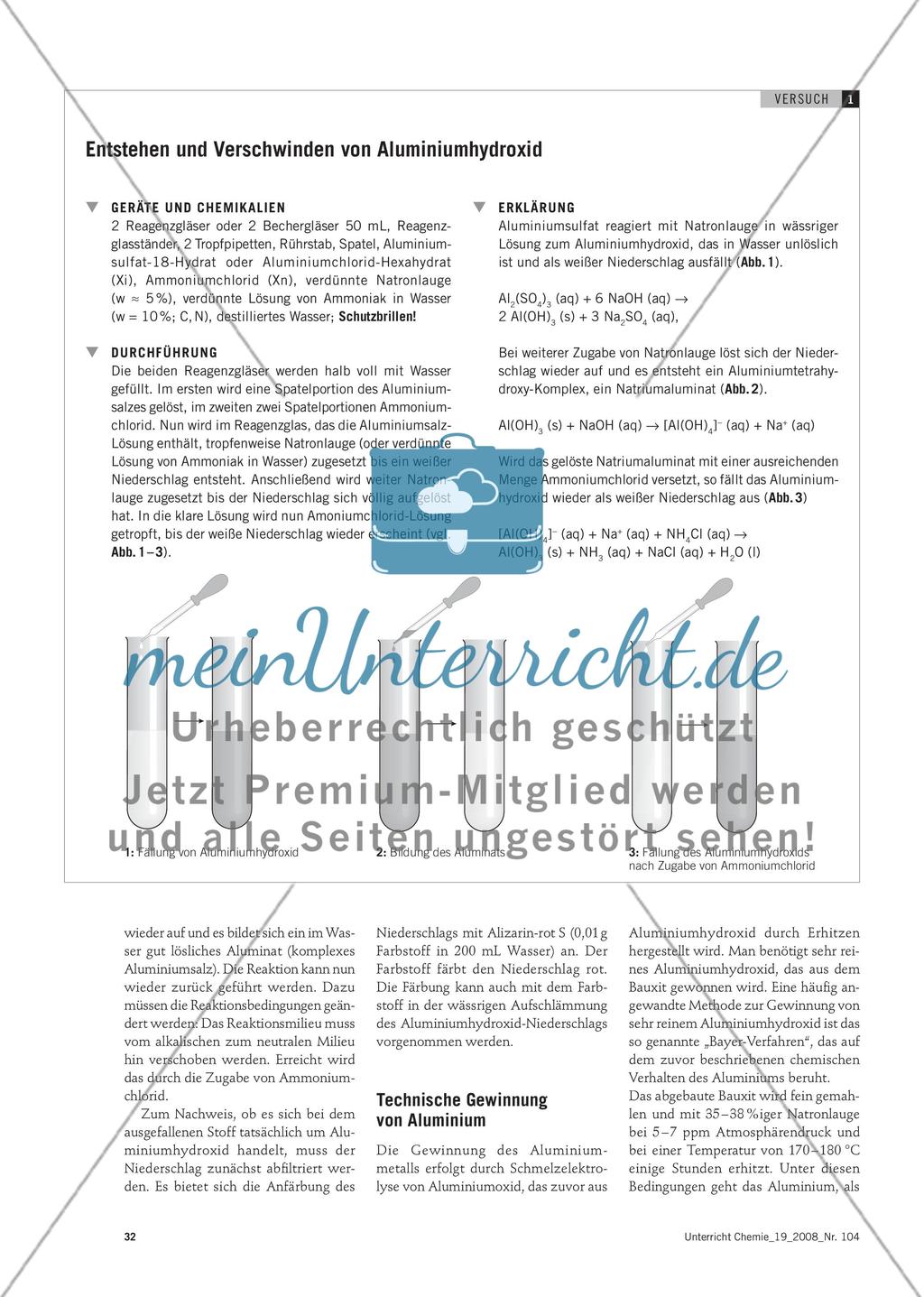 Wechselhaftes Aluminiumhydroxid - Chemie, Anwendungen im Unterricht und industrielle Bedeutung Preview 2