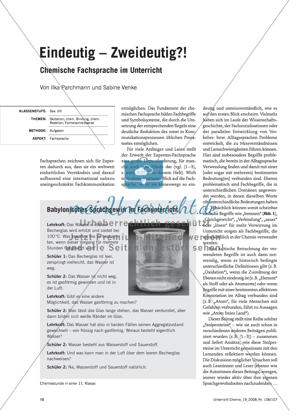 Die chemische Fachsprache - Mehrdeutigkeit von Alltagssprache + Formelsprache Preview 1