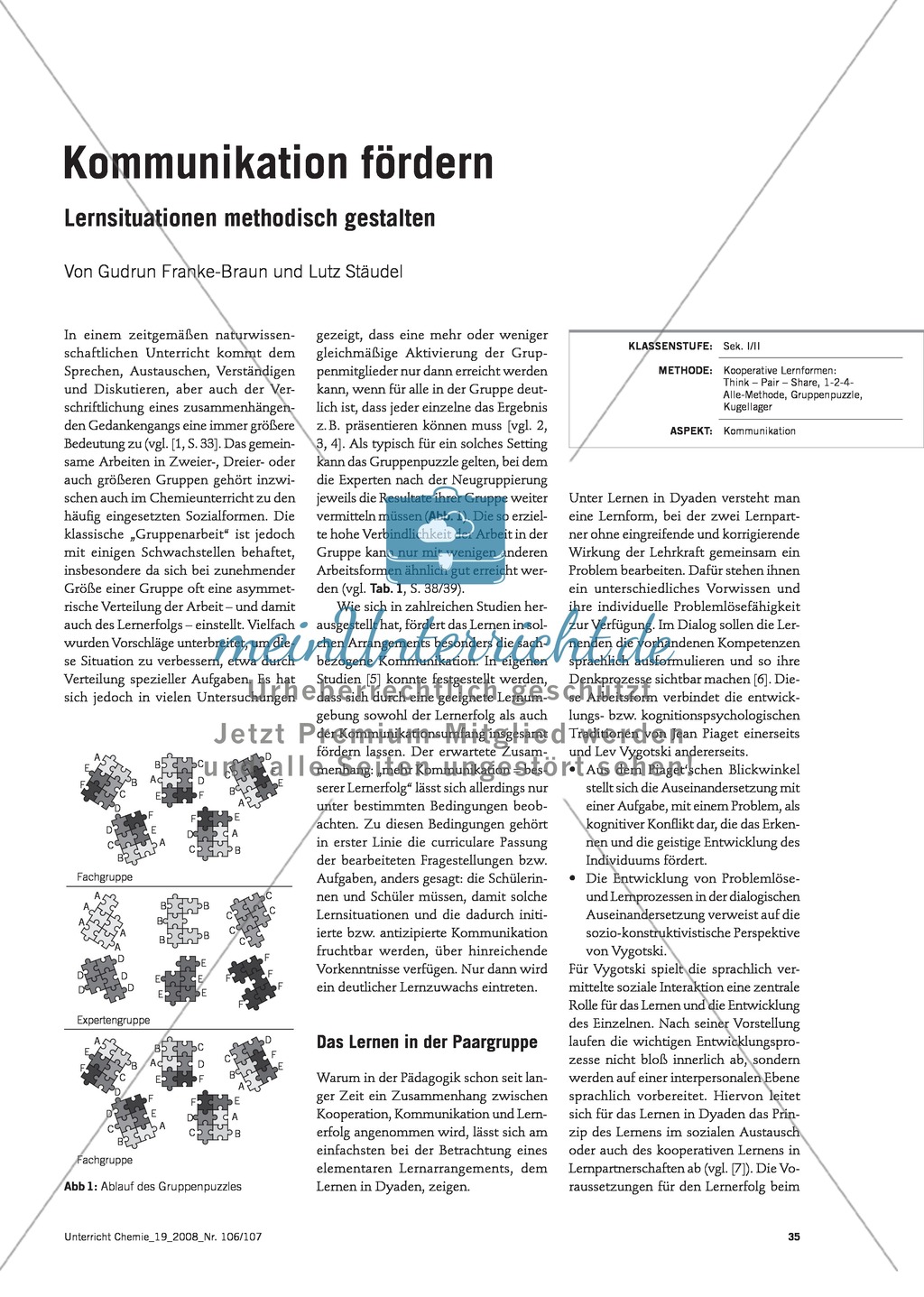 Verschiedene Methoden zur Förderung von Kommunikation im Chemieunterricht Preview 1