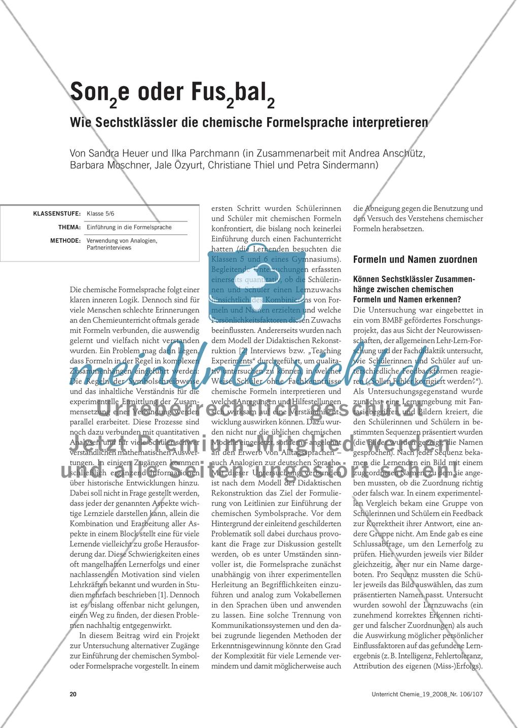 Son2e oder Fus2bal2 - Wie Sechstklässler die chemische Formelsprache interpretieren Preview 1