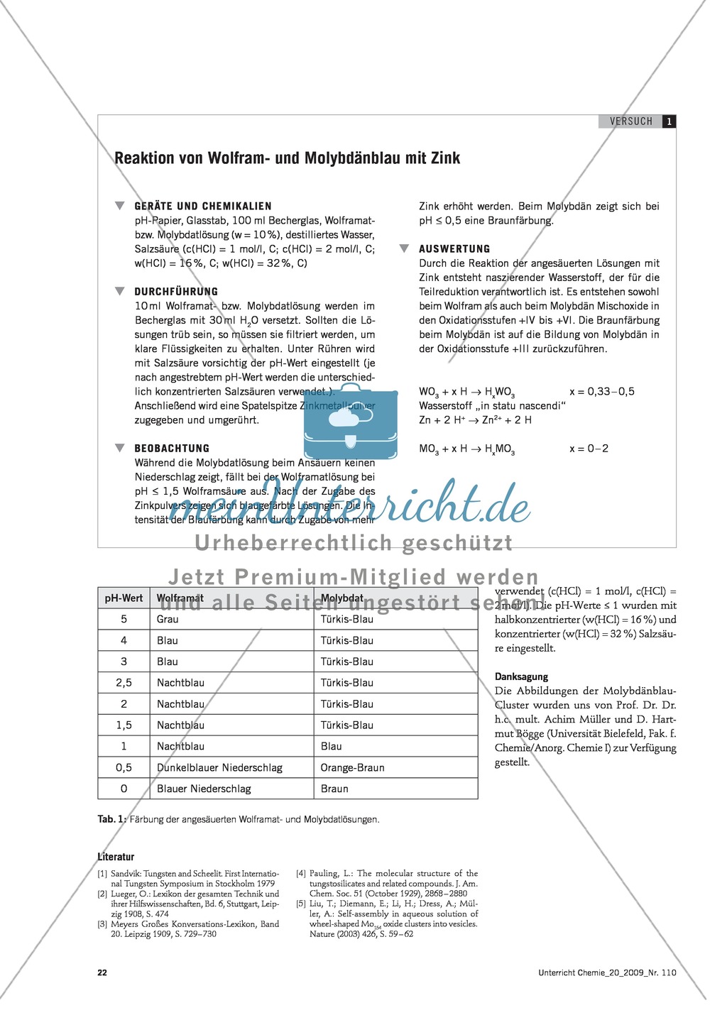 Zink als Reduktionsmittel - Die Reaktionsprodukte Molybdänblau + Wolframblau Preview 2