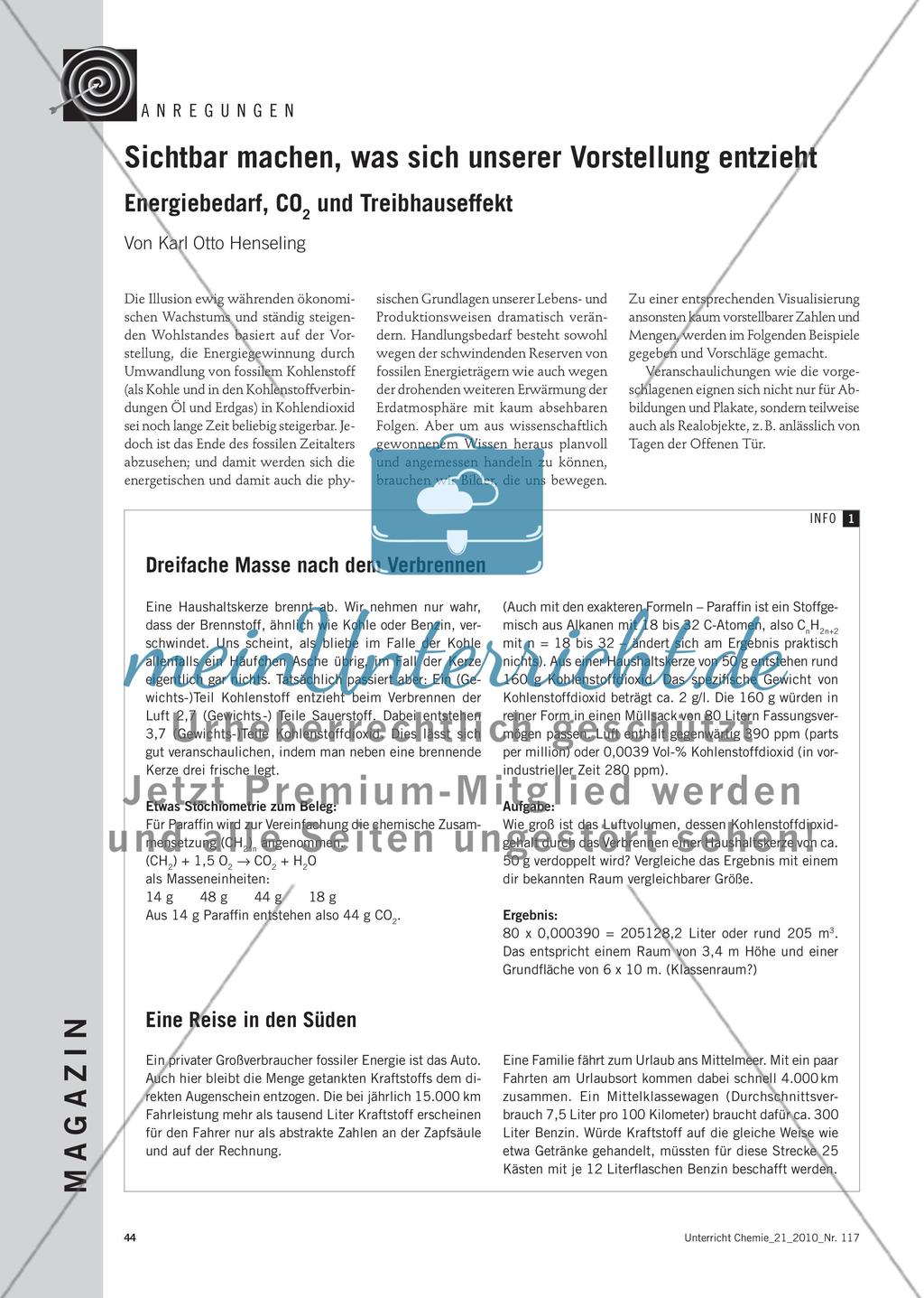 Sichtbar machen, was sich unserer Vorstellung entzieht - Energiebedarf, CO2 und Treibhauseffekt Preview 1