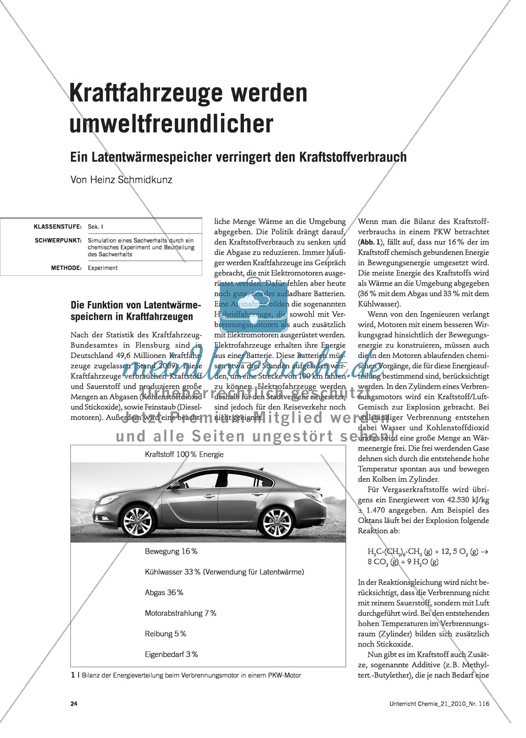 Latentwärmespeicher in Kraftfahrzeugen - Funktion, Material und Umsetzung im Unterricht Preview 1