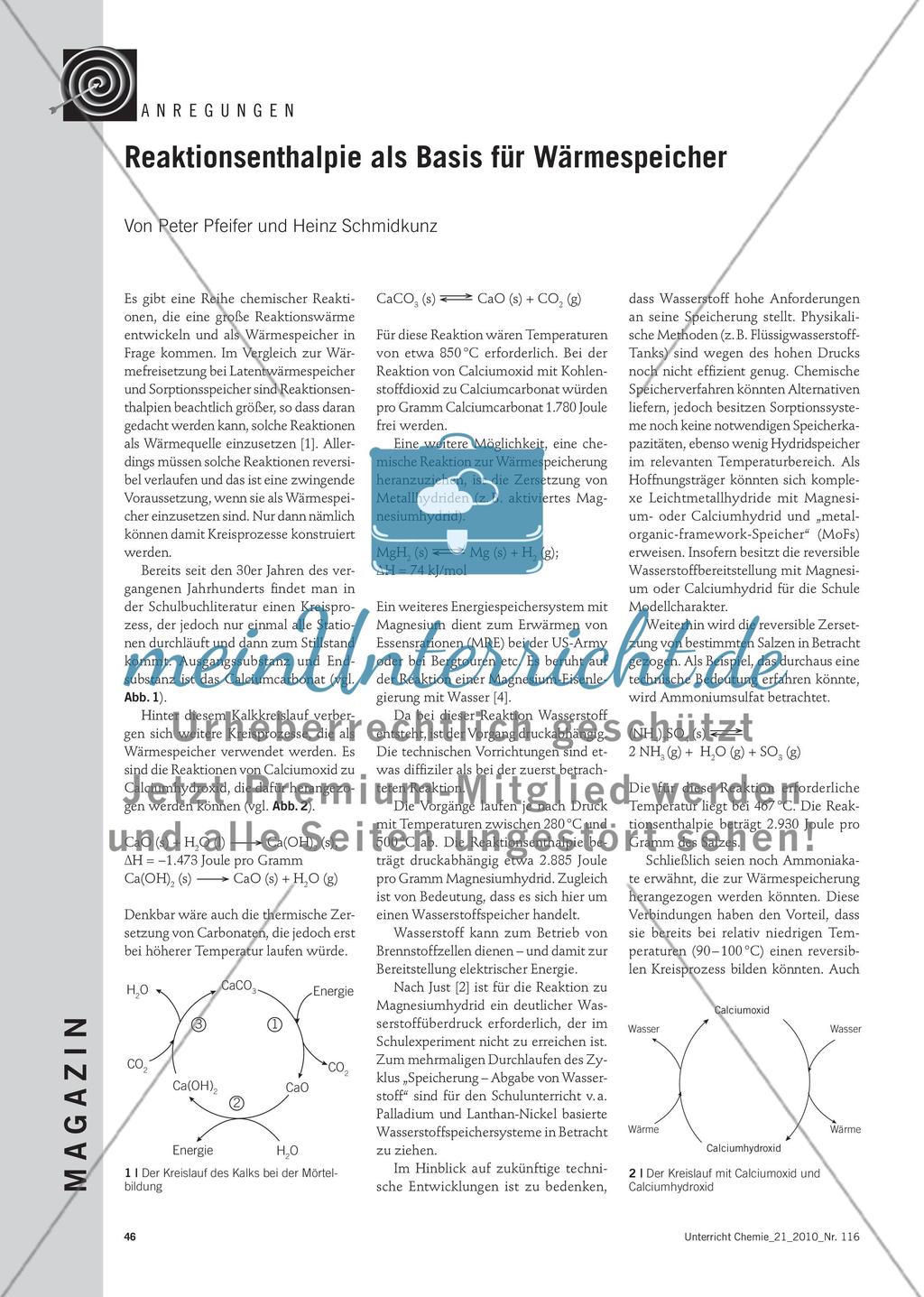 Reaktionsenthalpie als Basis für Wärmespeicher Preview 1