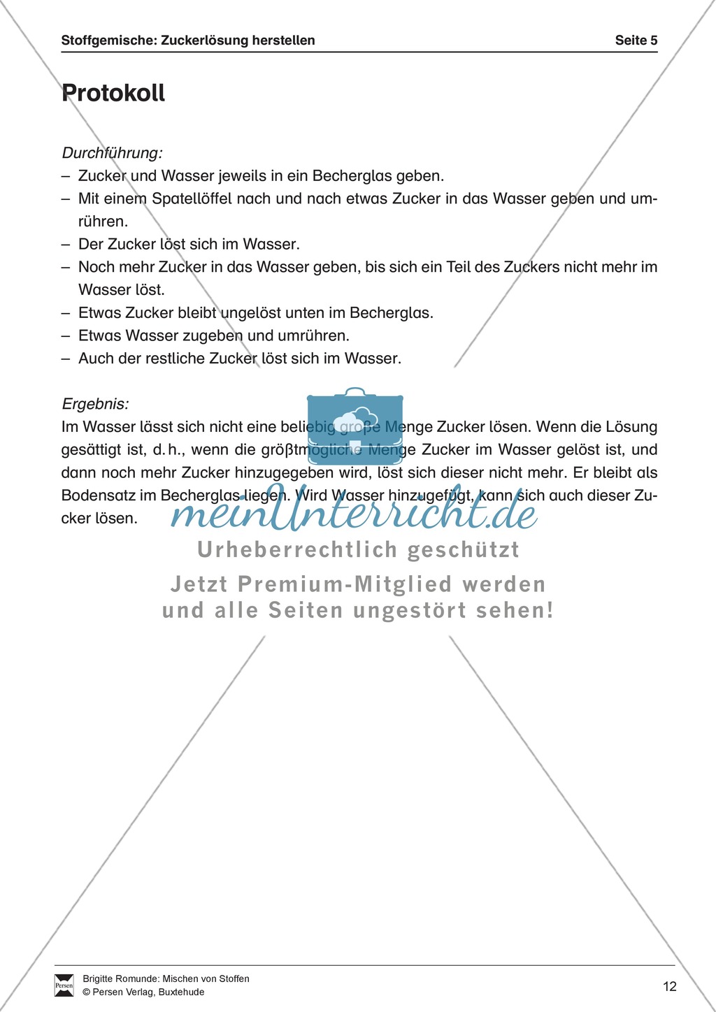Herstellung einer Zuckerlösung zur Erforschung des Phänomens Sättigung Preview 10