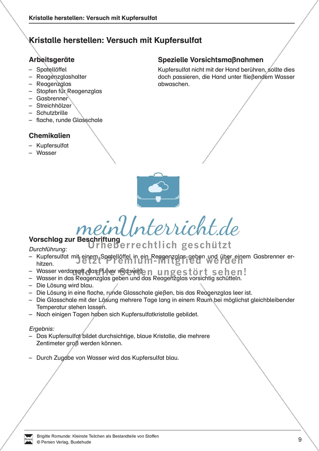 Herstellung von blauen Kupfersulfatkristallen Preview 1