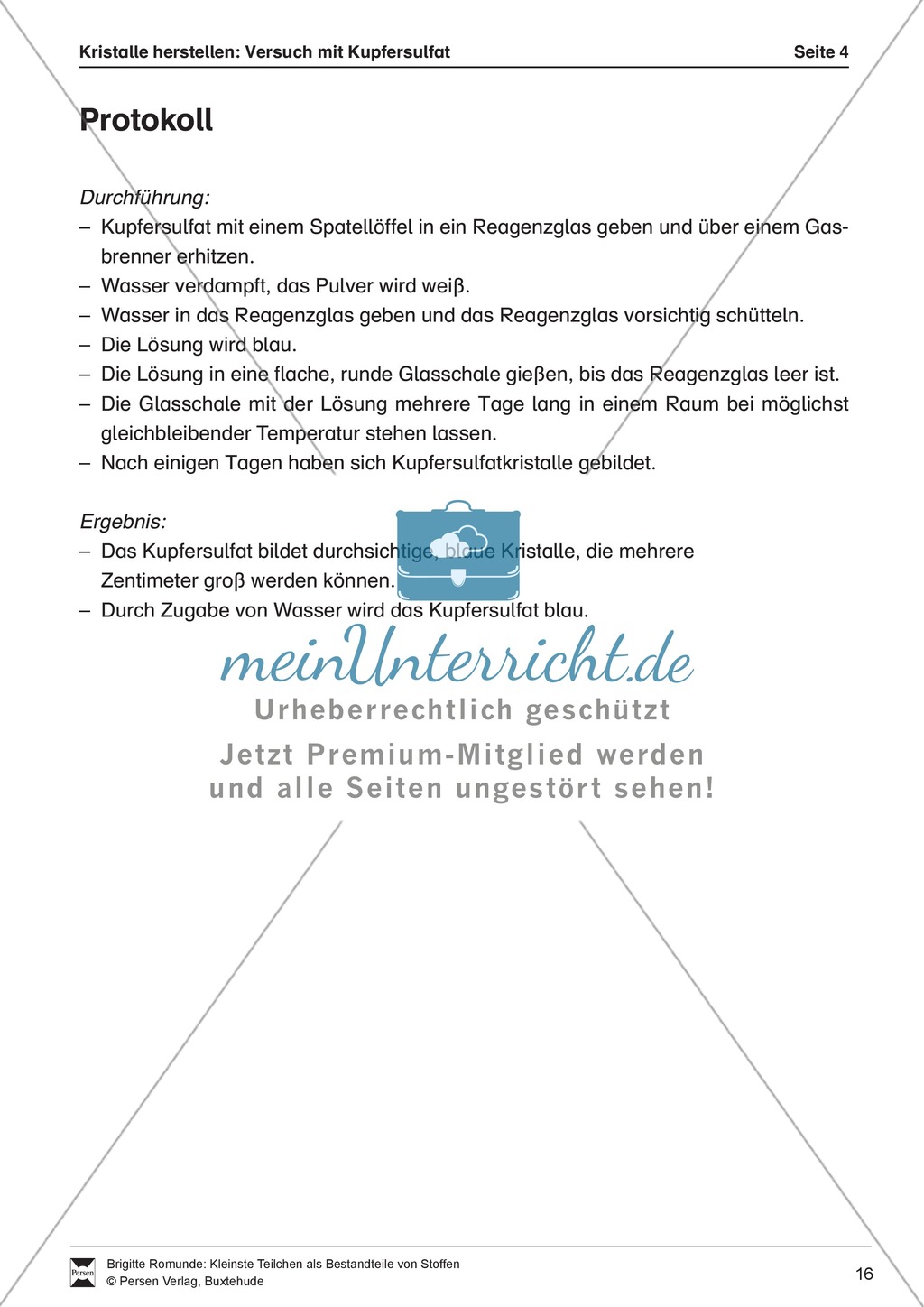 Herstellung von blauen Kupfersulfatkristallen Preview 8