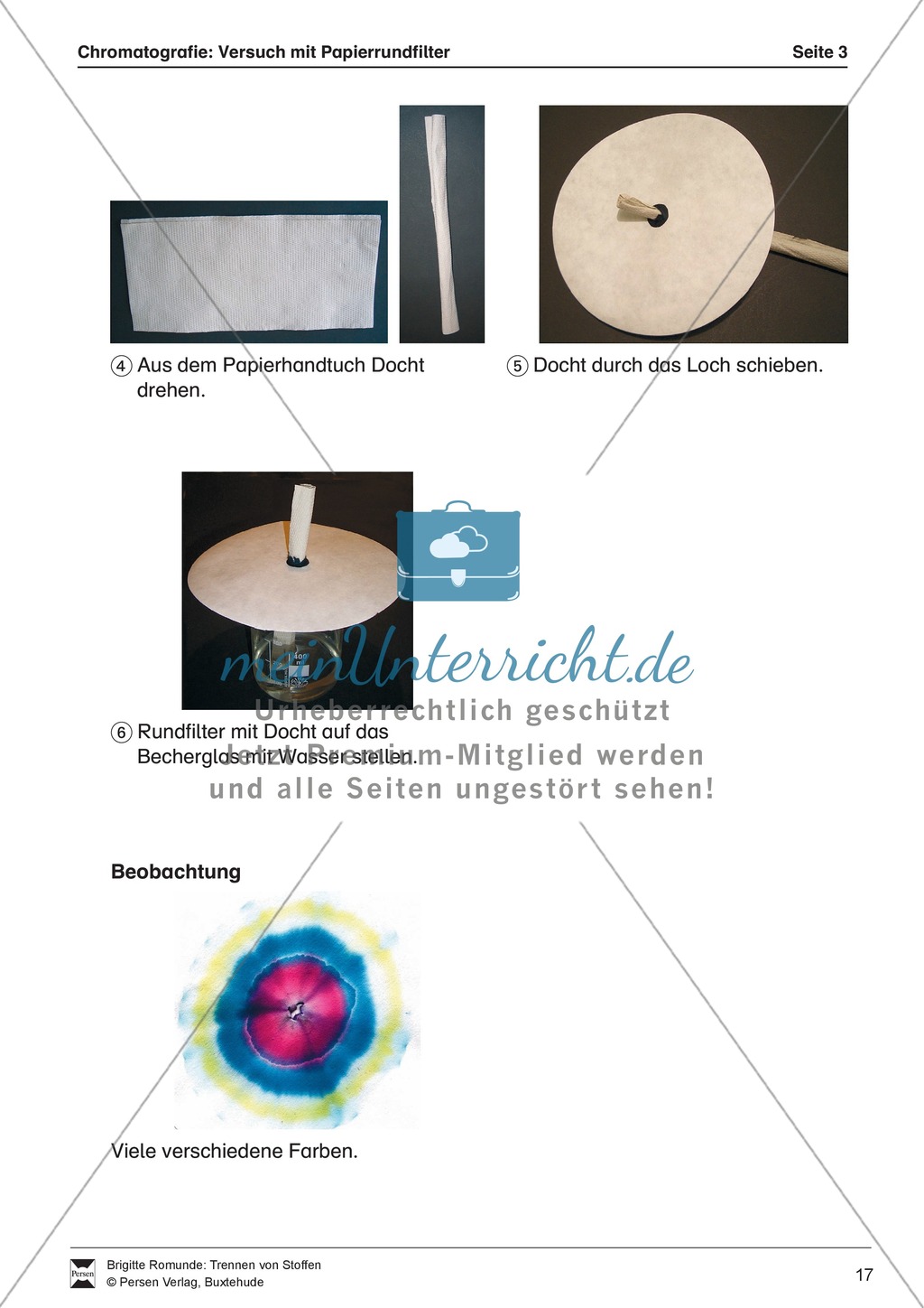 Chromatografie von Filzstiften - Auftrennung der Farben auf einem Papierrundfilter Preview 7