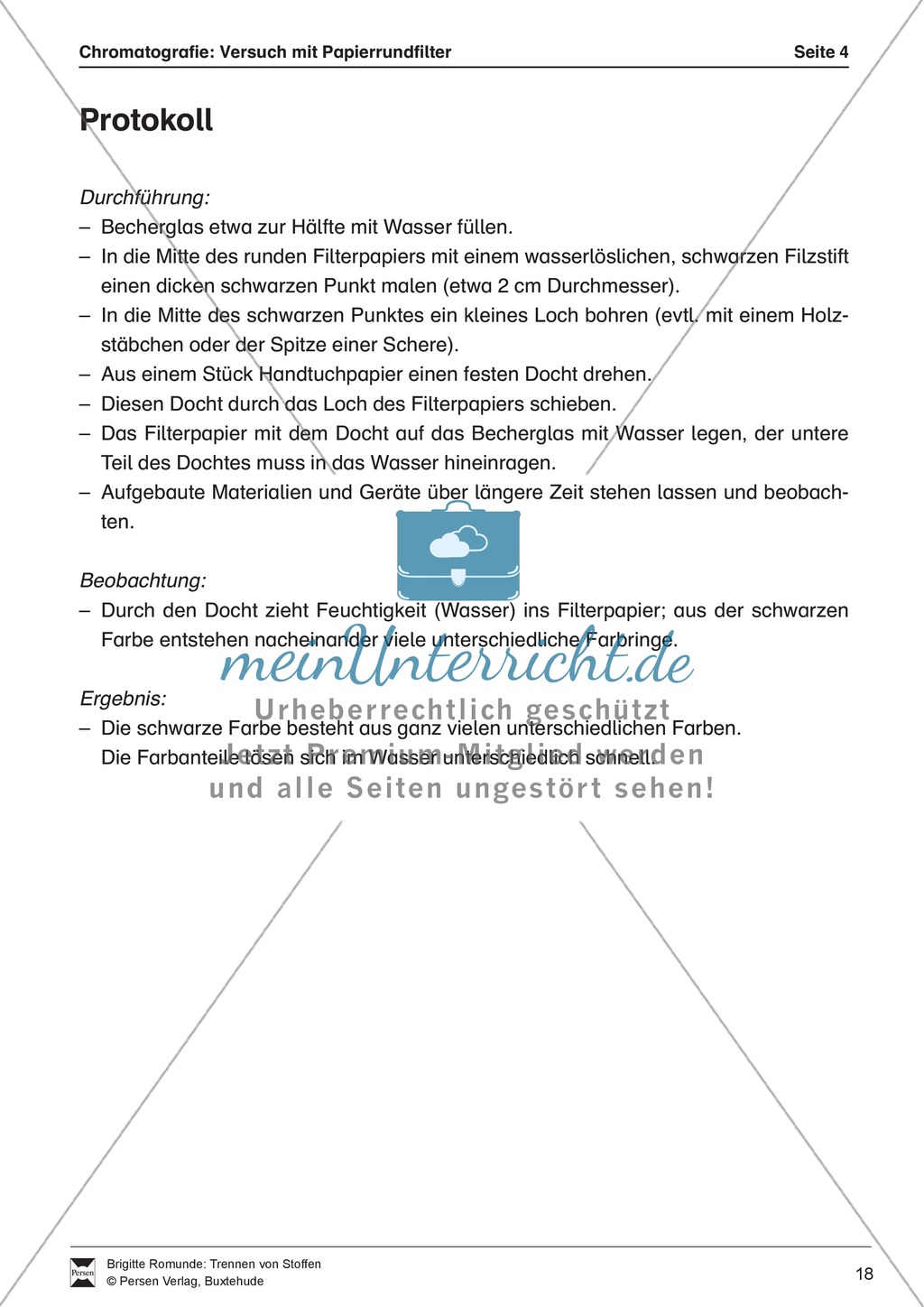 Chromatografie von Filzstiften - Auftrennung der Farben auf einem Papierrundfilter Preview 8