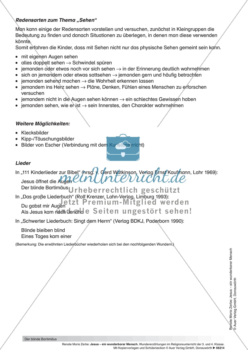 Die Geschichte des blinden Bartimäus mit Unterrichtsvorschlägen Preview 4
