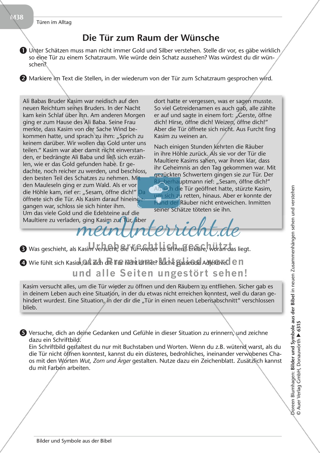 Symbole aus der Bibel: Die Tür und der Schlüssel mit Aufgaben und Lösungen Preview 3