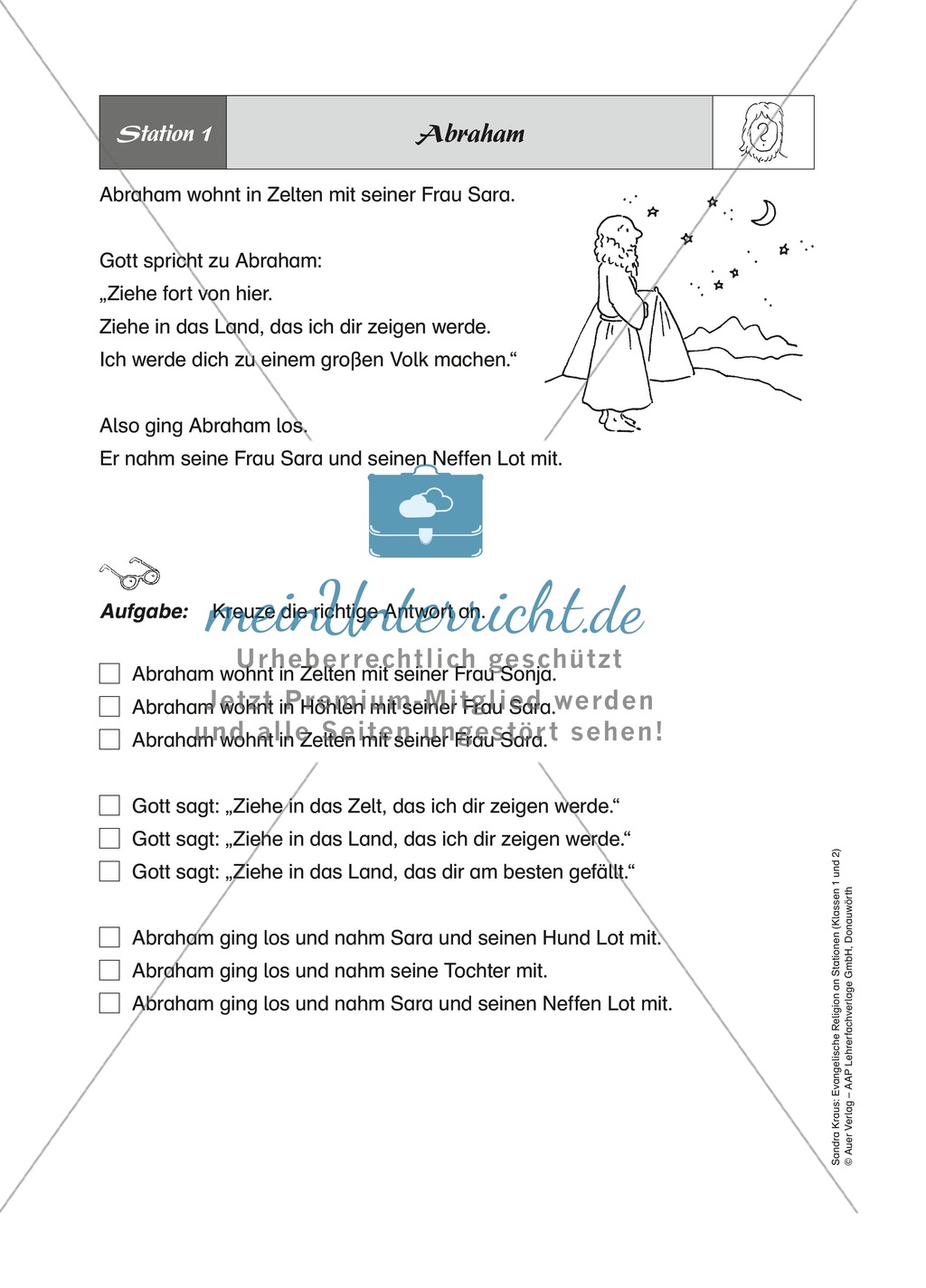 Figuren aus dem AT: Abraham - Textarbeit Preview 1