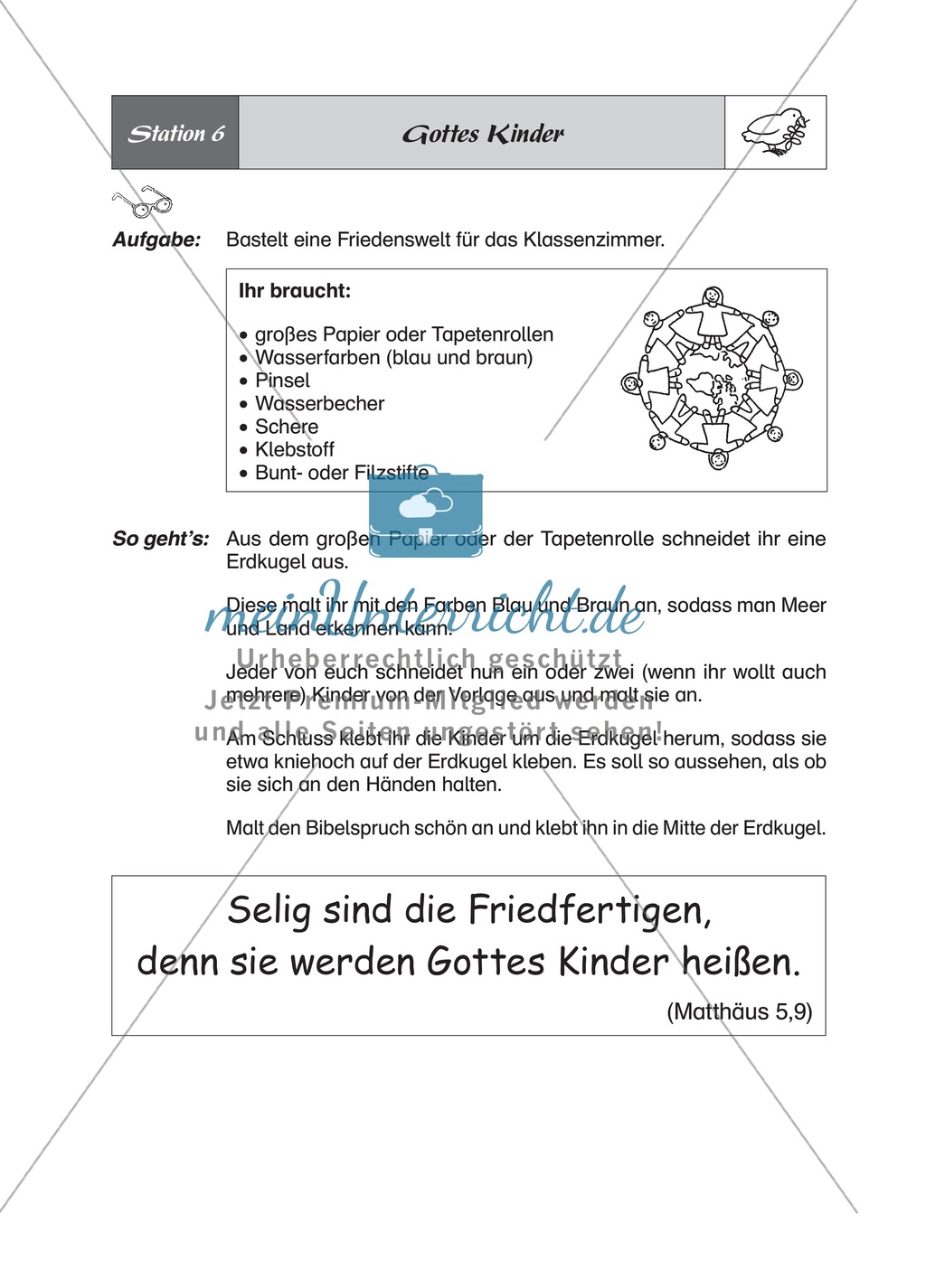 Frieden und Nächstenliebe - Stationsarbeit Preview 7