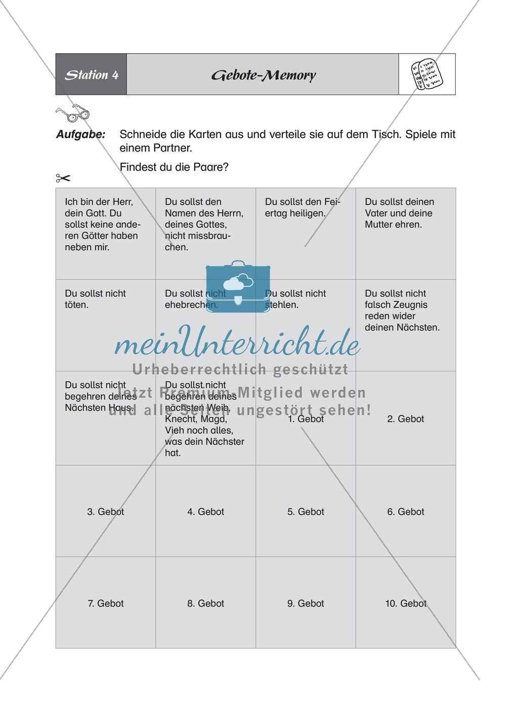 Gebote Gottes mit Bezug zu alltäglichen Situationen - Arbeit an Stationen Preview 4