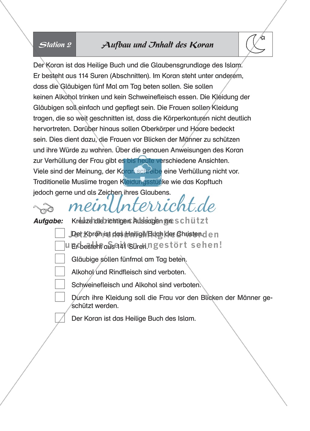 Muslimischen Glauben an Stationen kennen lernen Preview 3