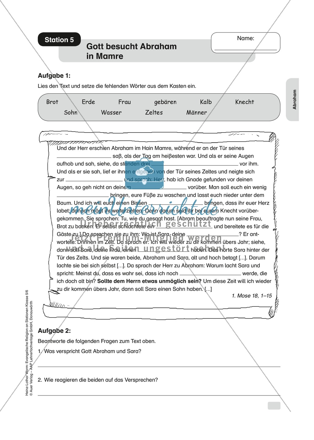Bibel kennenlernen arbeitsblatt