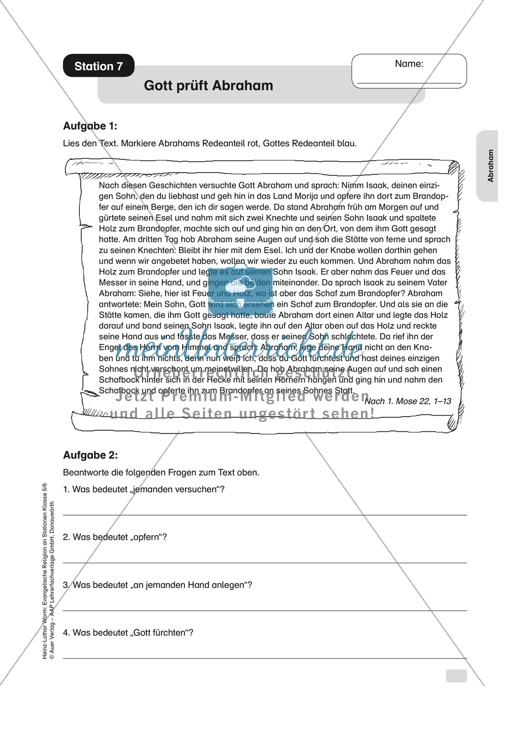 Abrahams Geschichte an Stationen kennen lernen Preview 7