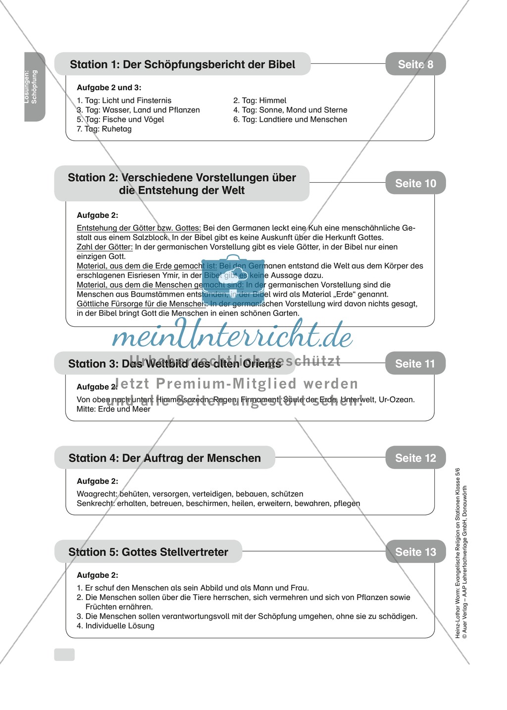 Schöpfung: Der Auftrag der Menschen. Arbeitsmaterial mit Erläuterungen Preview 2
