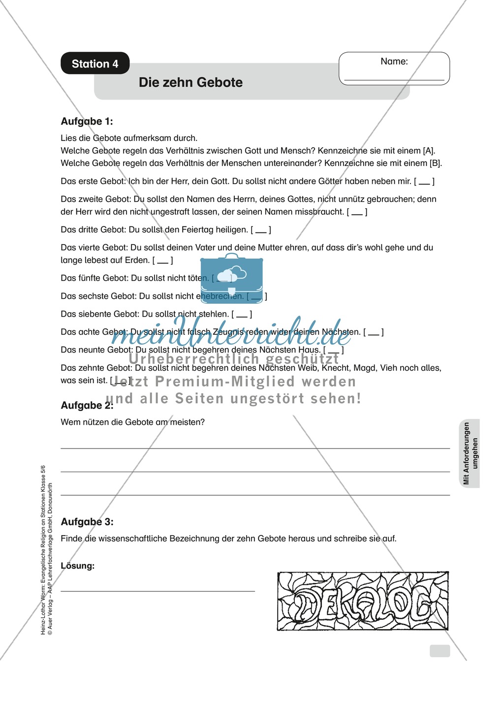 Anforderungen an das Selbst: Die zehn Gebote Preview 1