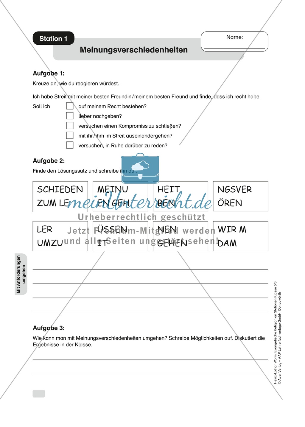 Anforderungen an das Selbst - in Stationen reflektieren Preview 1