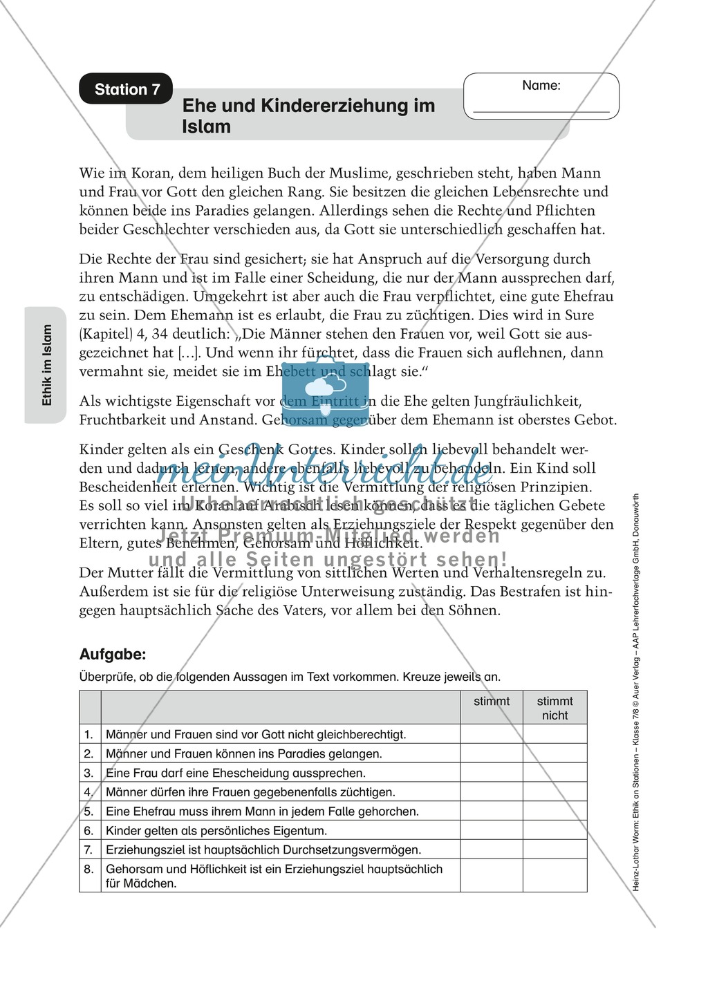 Ethik im Islam an Stationen Preview 7