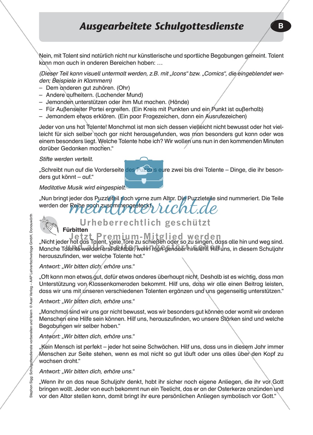 Gottesdienst gestalten: Ein Gleichnis zum Thema Talent Preview 2