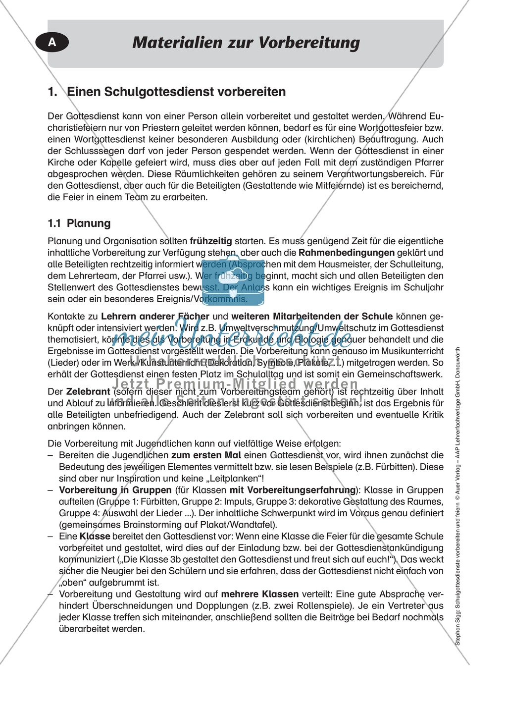 Einen Schulgottesdienst vorbereiten: Informationen für Lehrkräfte Preview 1