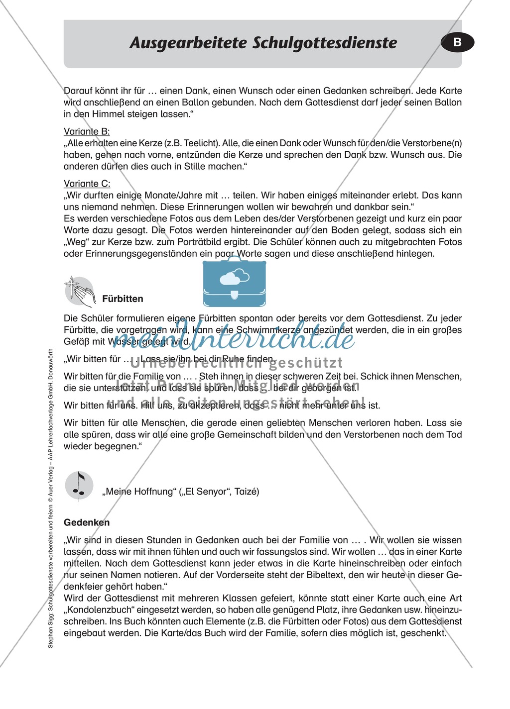 Gottesdienst gestalten: Abschied von einem Mitschüler nehmen Preview 1