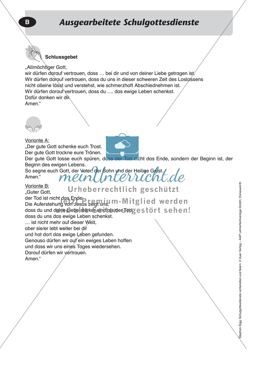 Gottesdienst gestalten: Abschied von einem Mitschüler nehmen Preview 2