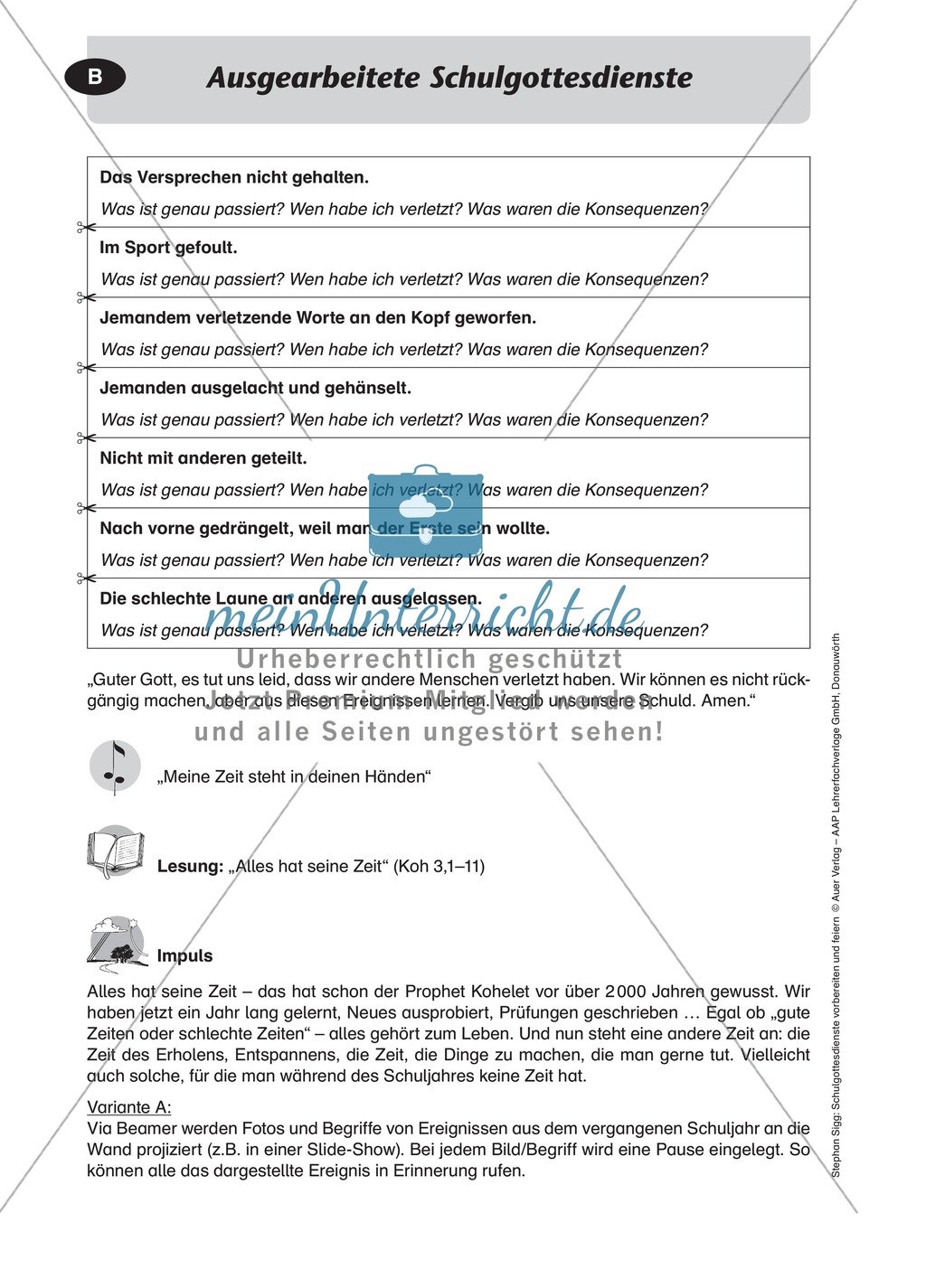 Gottesdienst gestalten: Rückblick auf das Schuljahr mit Höhen und Tiefen Preview 2