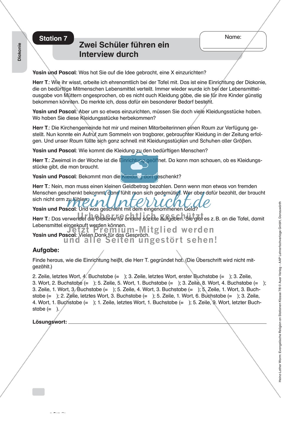 Was Diakonie bedeutet und wie sie sich äußert an Stationen Preview 7
