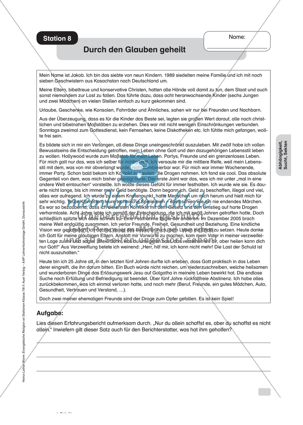 Körperliche und psychische Abhängigkeit an Stationen Preview 8