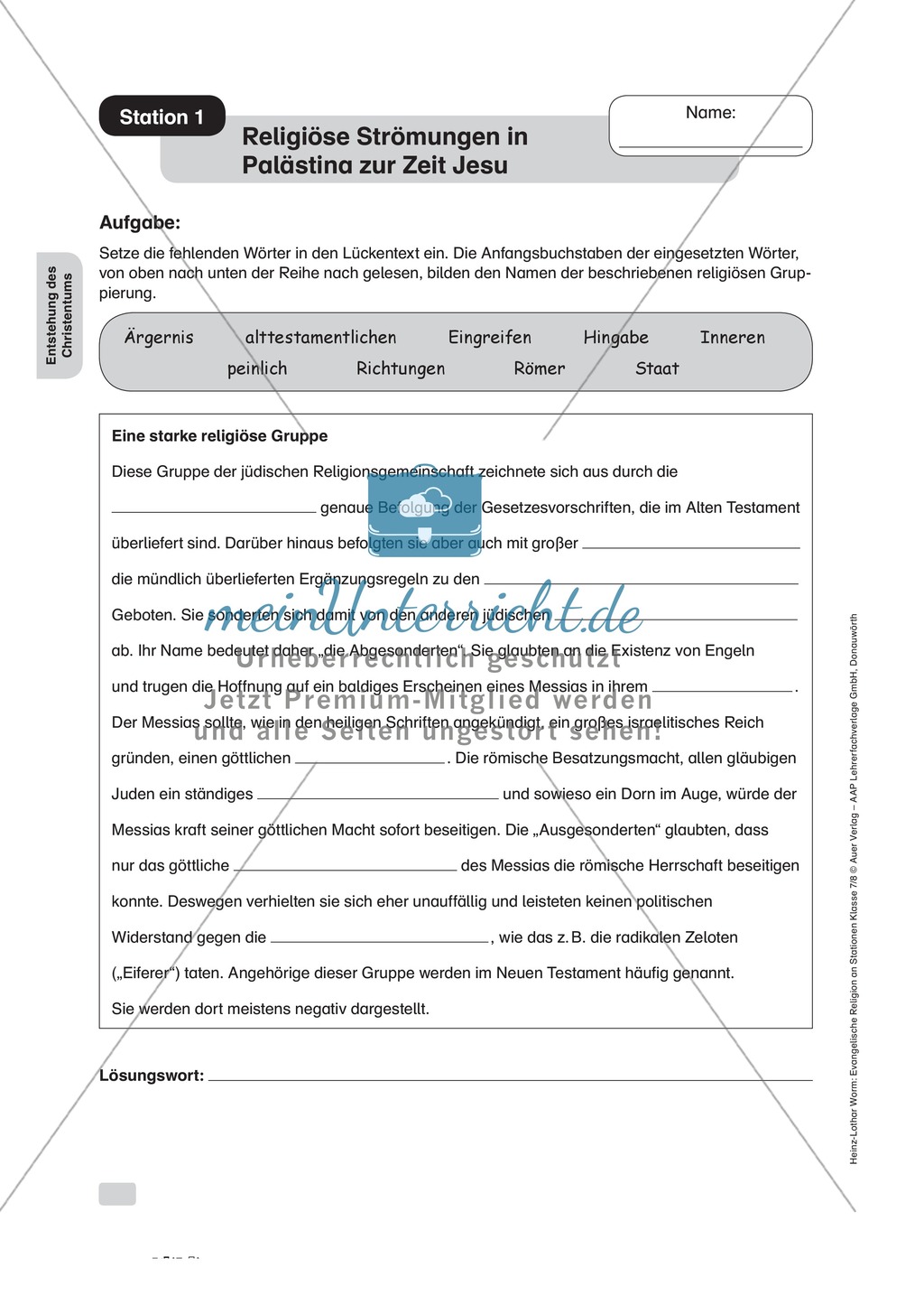 Die Entstehung des Christentums an Stationen Preview 1