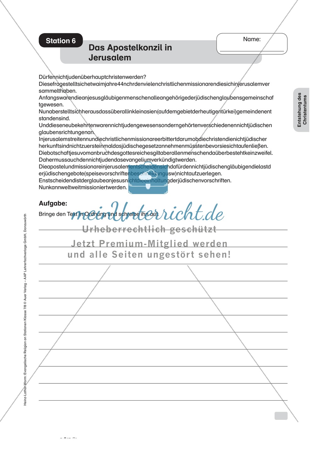 Die Entstehung des Christentums an Stationen Preview 6