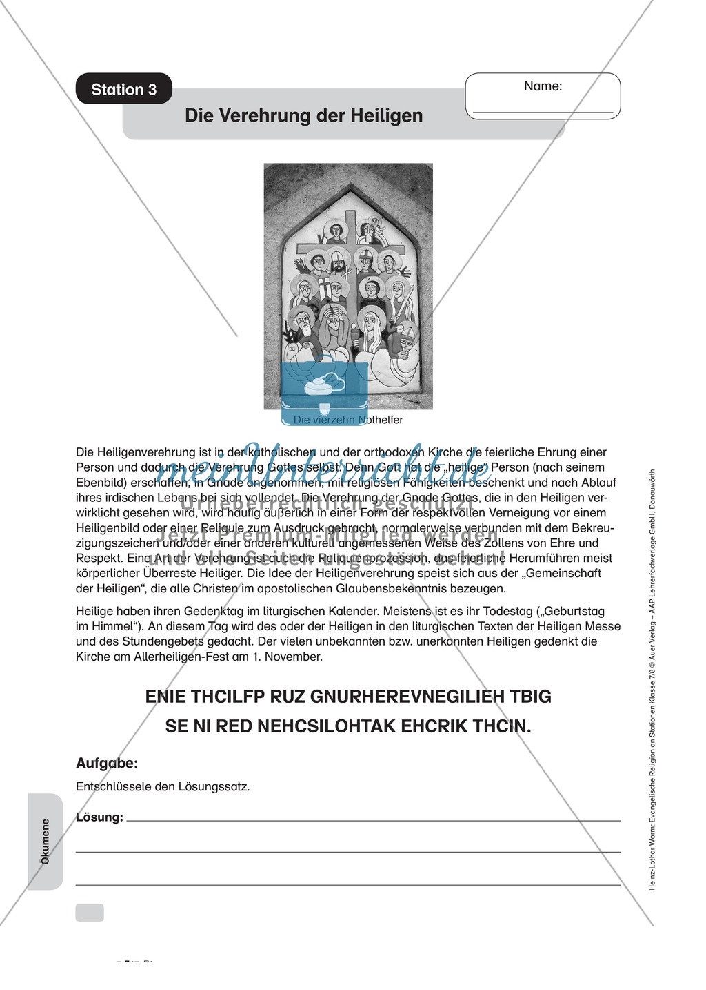 Die Unterschiede der Ökumene an Stationen Preview 3