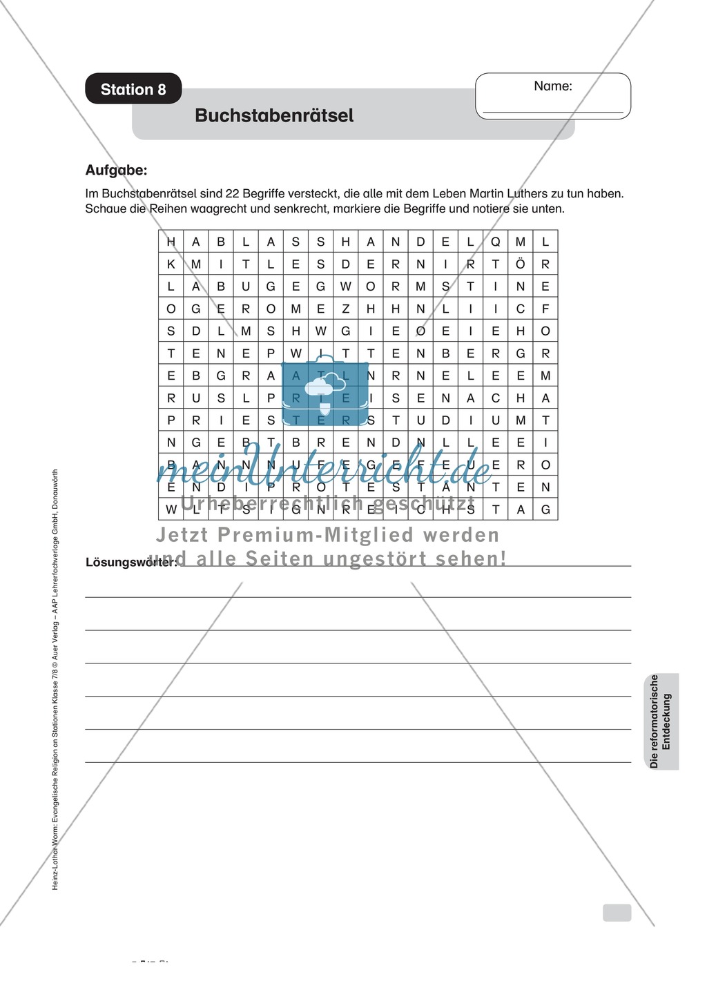 Leben und Wirken Martin Luthers an Stationen Preview 8